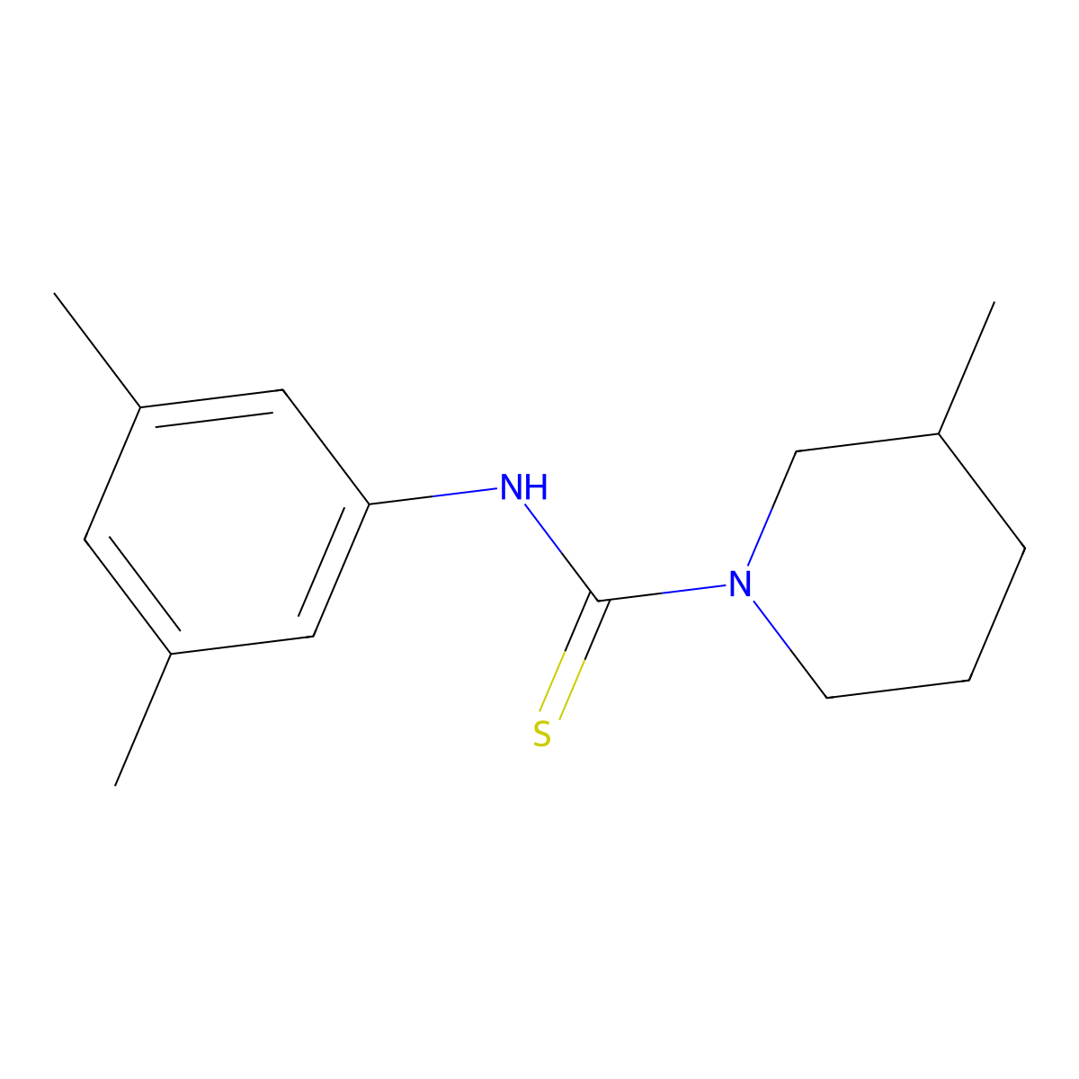 N-(3,5-dimethylphenyl)-3-methylpiperidine-1-carbothioamide molecular structure, CAS 454663-42-4