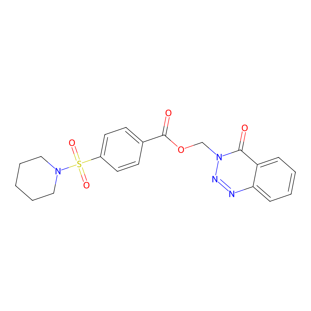 (4-Oxo-1,2,3-benzotriazin-3-yl)methyl 4-piperidin-1-ylsulfonylbenzoate molecular structure, CAS 454668-37-2