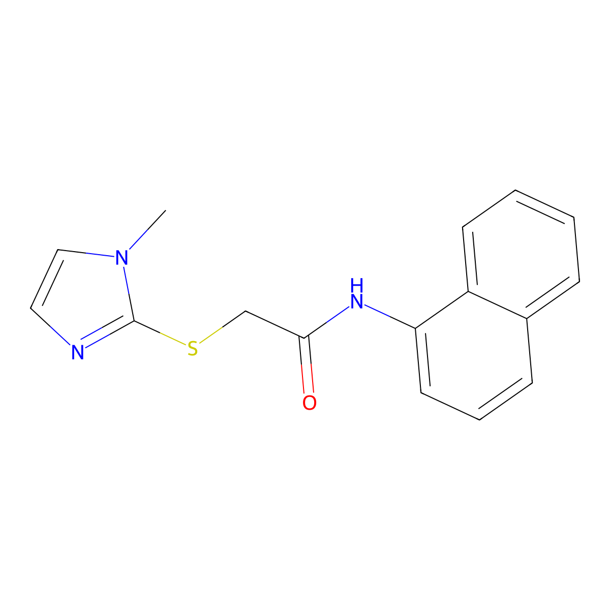 2-(1-methylimidazol-2-yl)sulfanyl-N-naphthalen-1-ylacetamide molecular structure, CAS 454674-82-9
