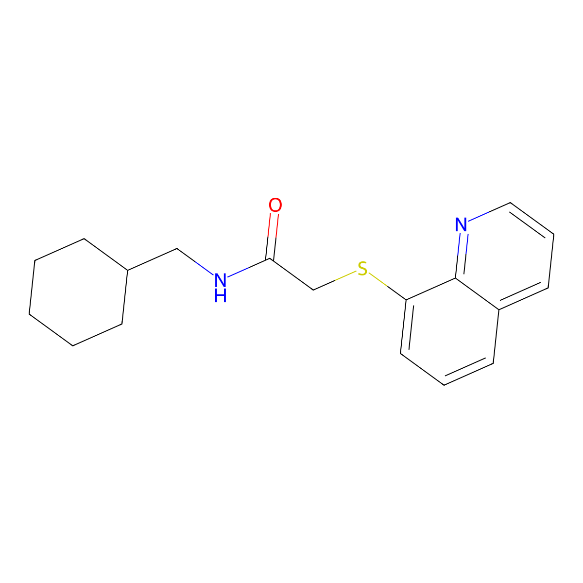 N-(cyclohexylmethyl)-2-(quinolin-8-ylsulfanyl)acetamide molecular structure, CAS 454681-33-5