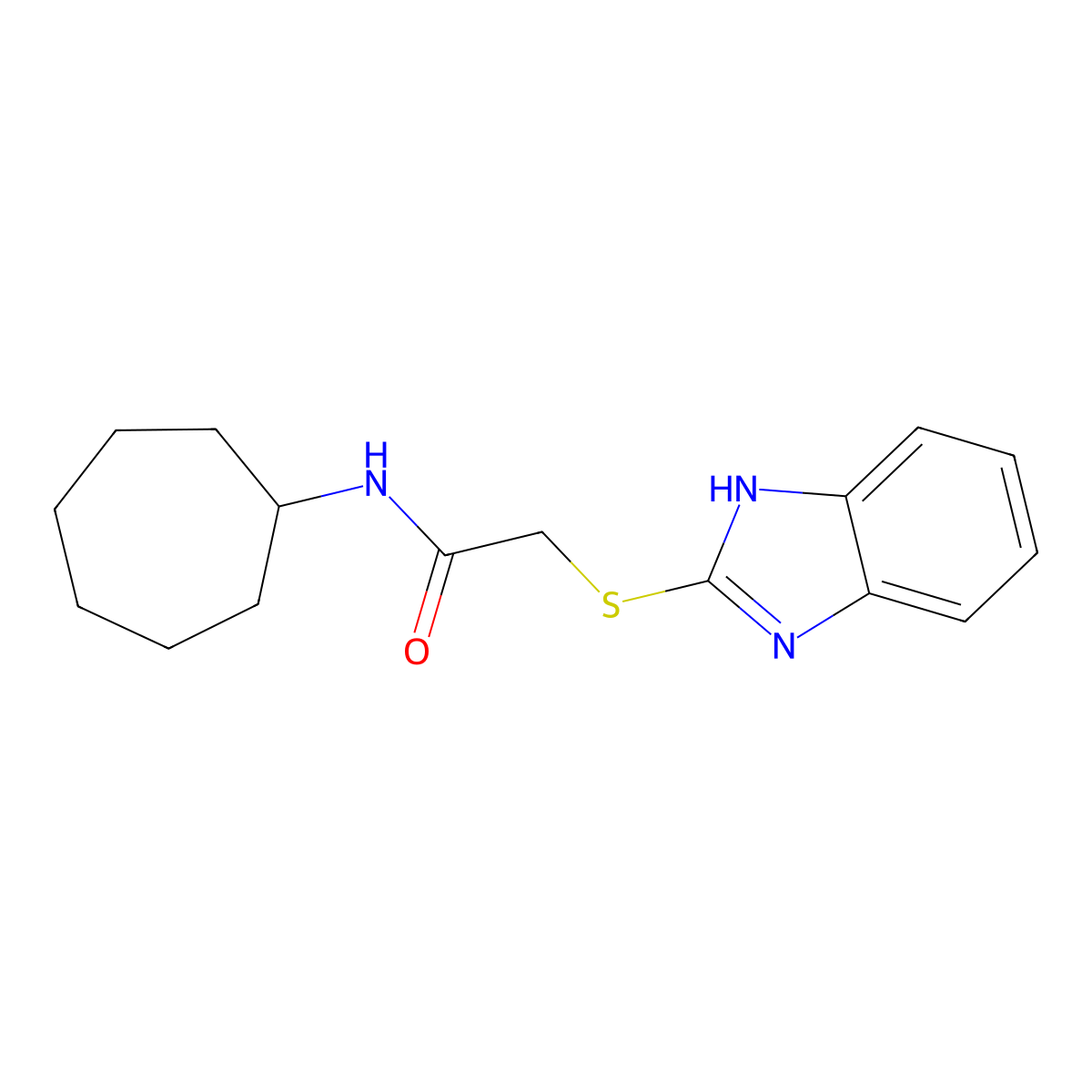 2-(1H-benzimidazol-2-ylsulfanyl)-N-cycloheptylacetamide molecular structure, CAS 454687-31-1