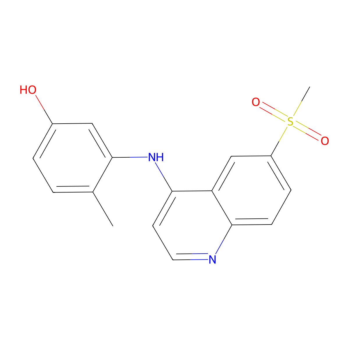 4-Methyl-3-{[6-(Methylsulfonyl)quinolin-4-Yl]amino}phenol molecular structure, CAS 454705-57-8