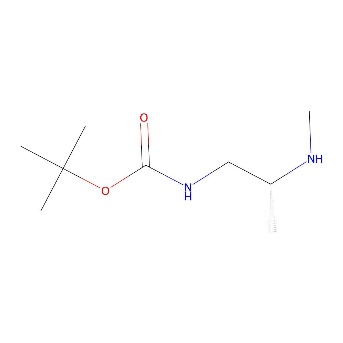 tert-butyl N-[(2R)-2-(methylamino)propyl]carbamate molecular structure, CAS 454709-96-7