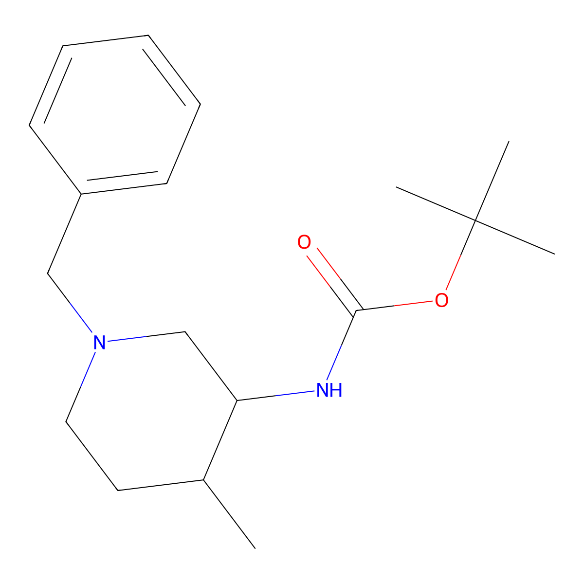 tert-butyl N-(1-benzyl-4-methylpiperidin-3-yl)carbamate molecular structure, CAS 454711-20-7