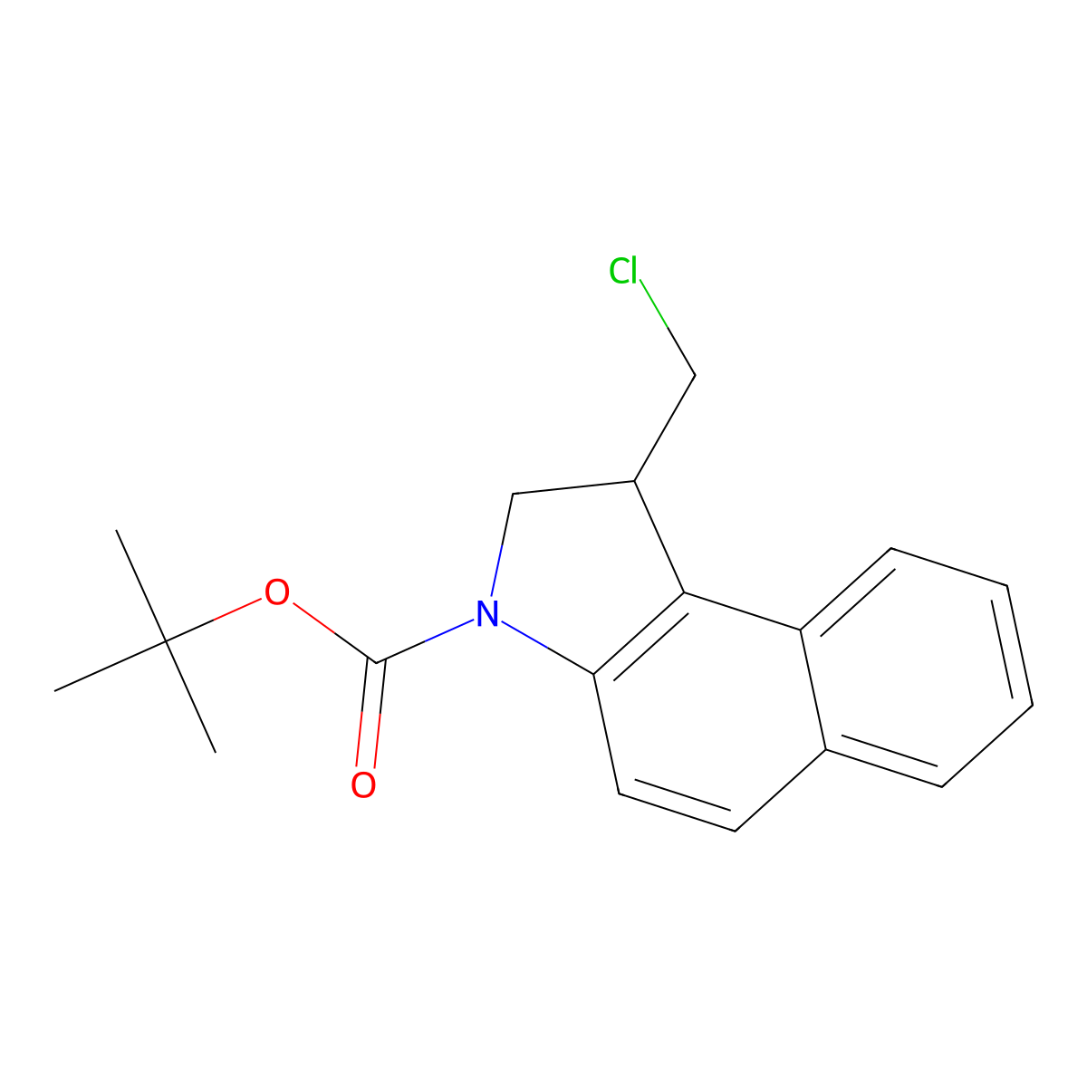 tert-Butyl 1-(Chloromethyl)-1,2-dihydro-3H-benzo[e]indole-3-carboxylate molecular structure, CAS 454713-41-8