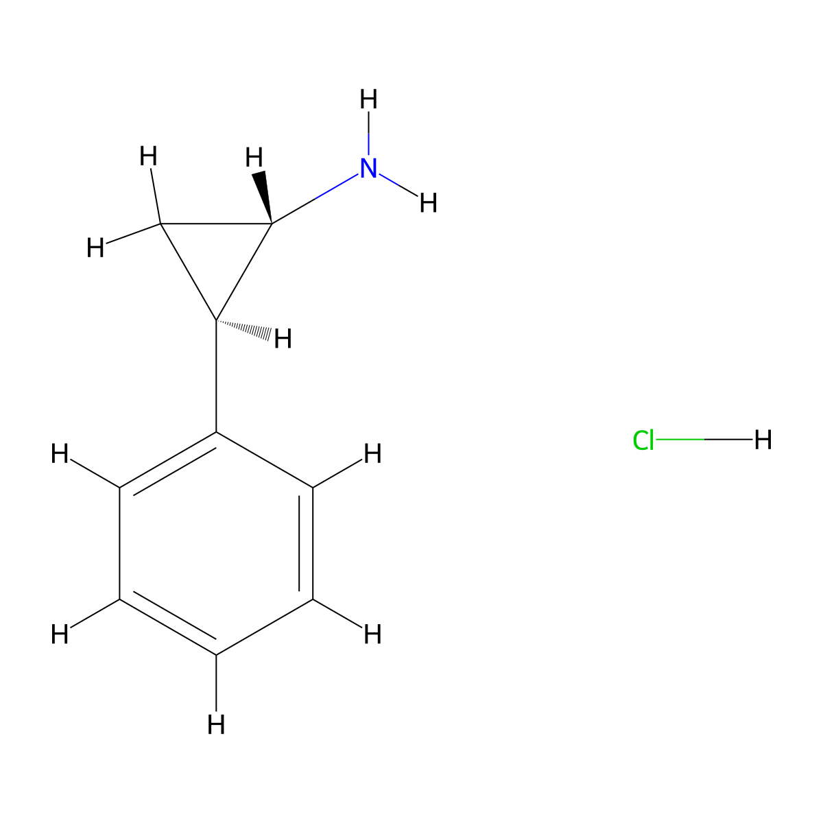 (1S,2R)-2-phenylcyclopropan-1-amine hydrochloride molecular structure, CAS 4548-34-9