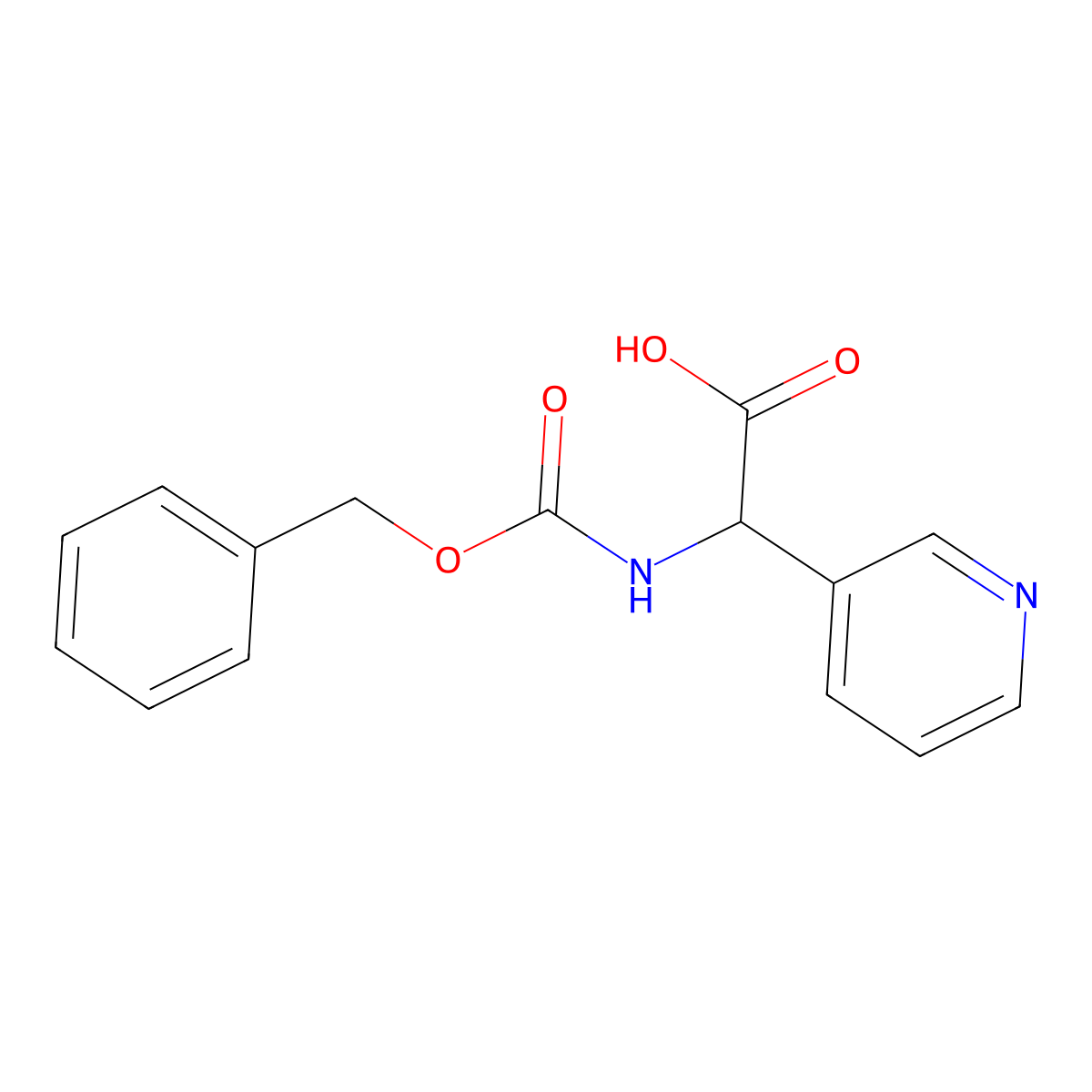 2-{[(Benzyloxy)carbonyl]amino}-2-(pyridin-3-yl)acetic acid molecular structure, CAS 4548-58-7