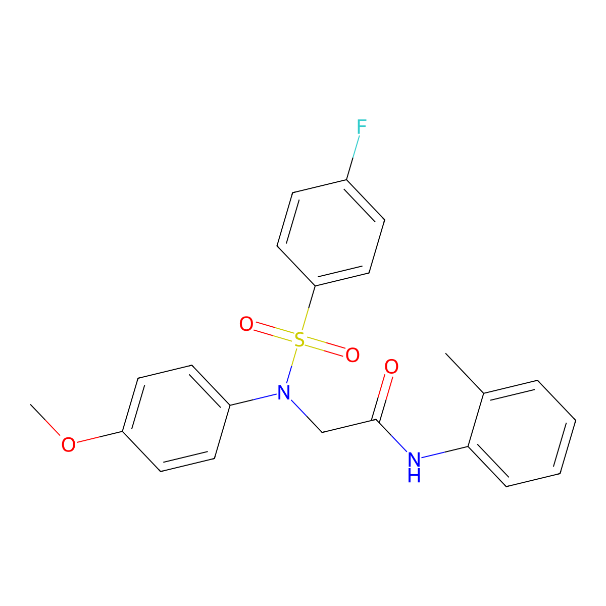 N~2~-[(4-fluorophenyl)sulfonyl]-N~2~-(4-methoxyphenyl)-N-(2-methylphenyl)glycinamide molecular structure, CAS 4549-39-7