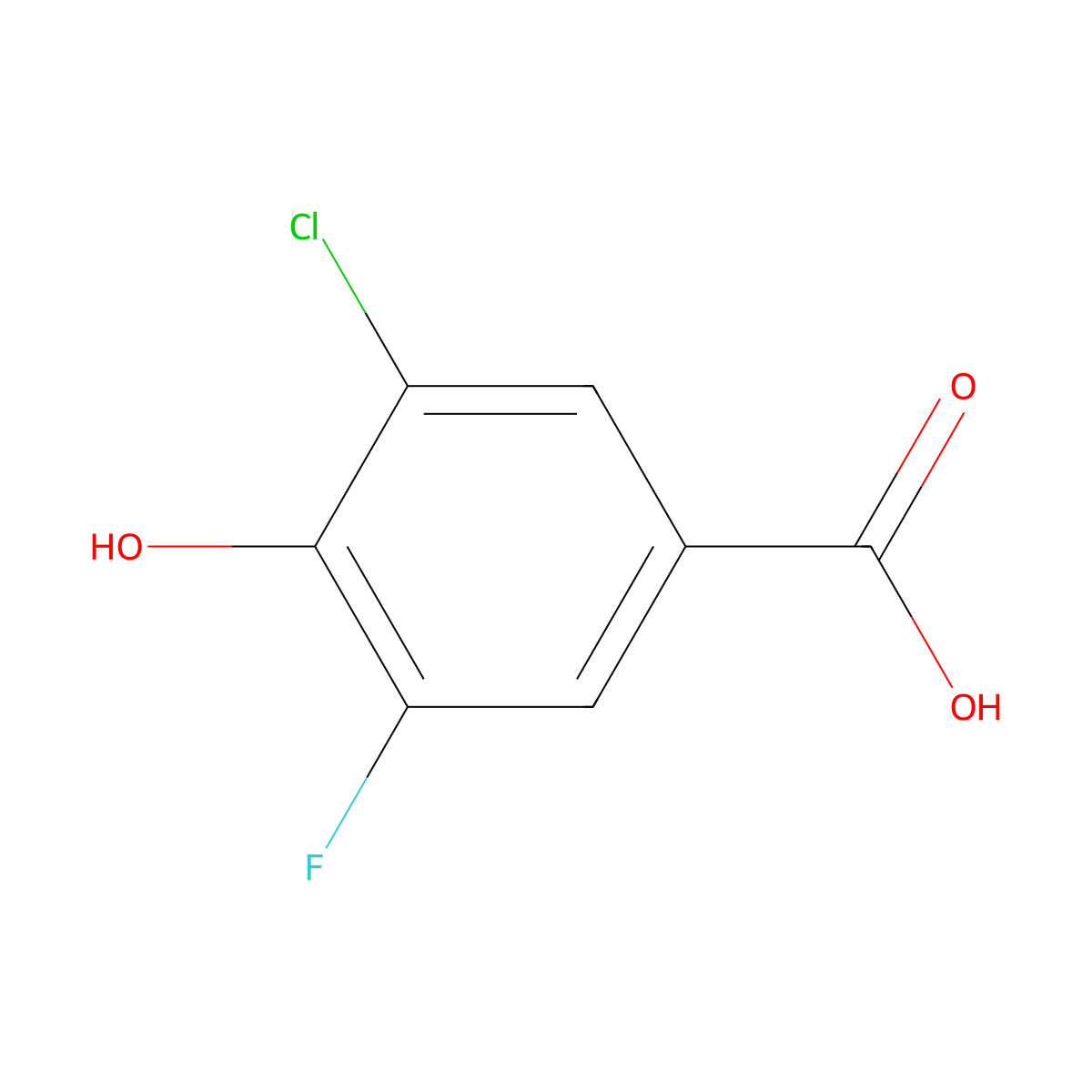 3-Chloro-5-fluoro-4-hydroxybenzoic acid molecular structure, CAS 455-57-2