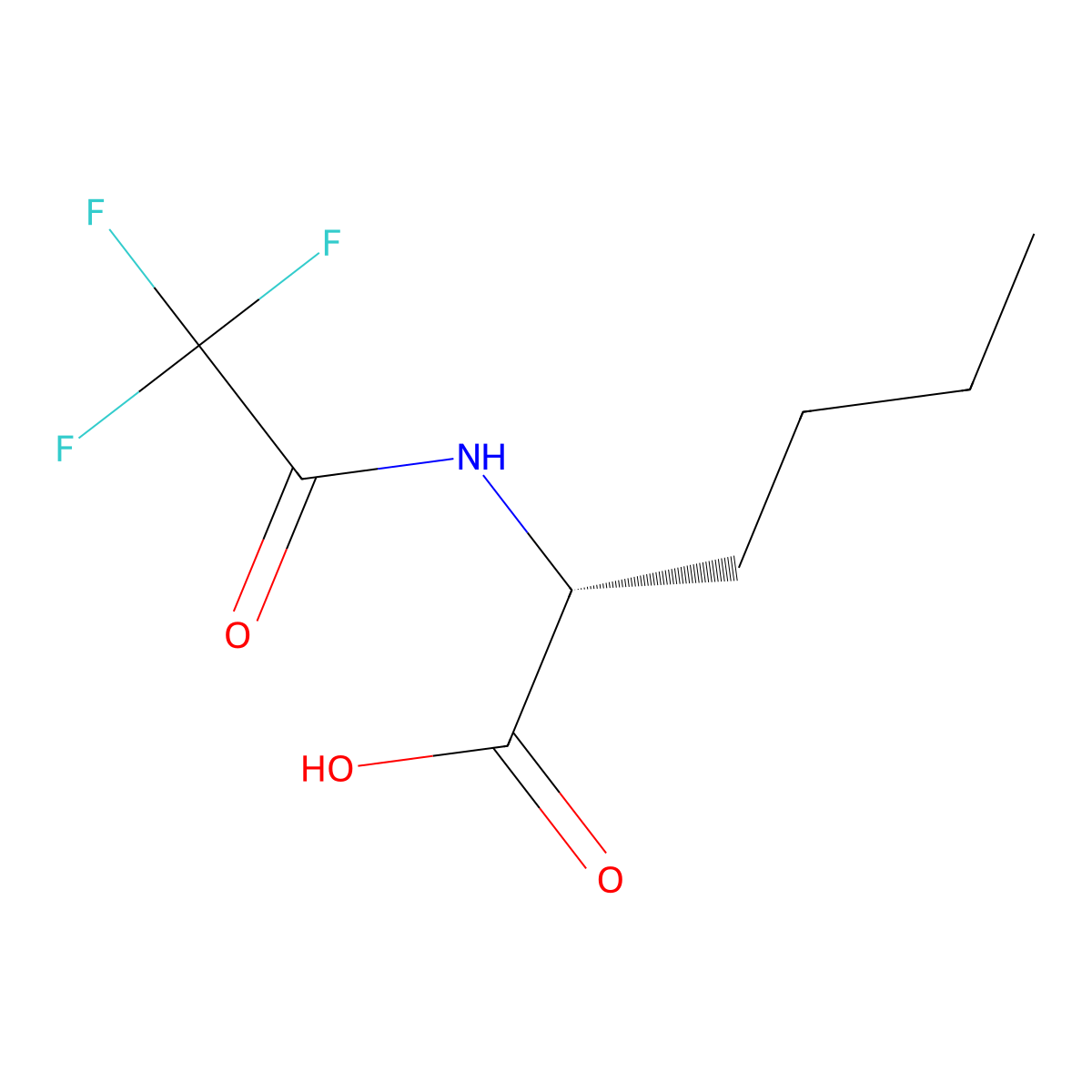 (2R)-2-(trifluoroacetamido)hexanoic acid molecular structure, CAS 455-59-4