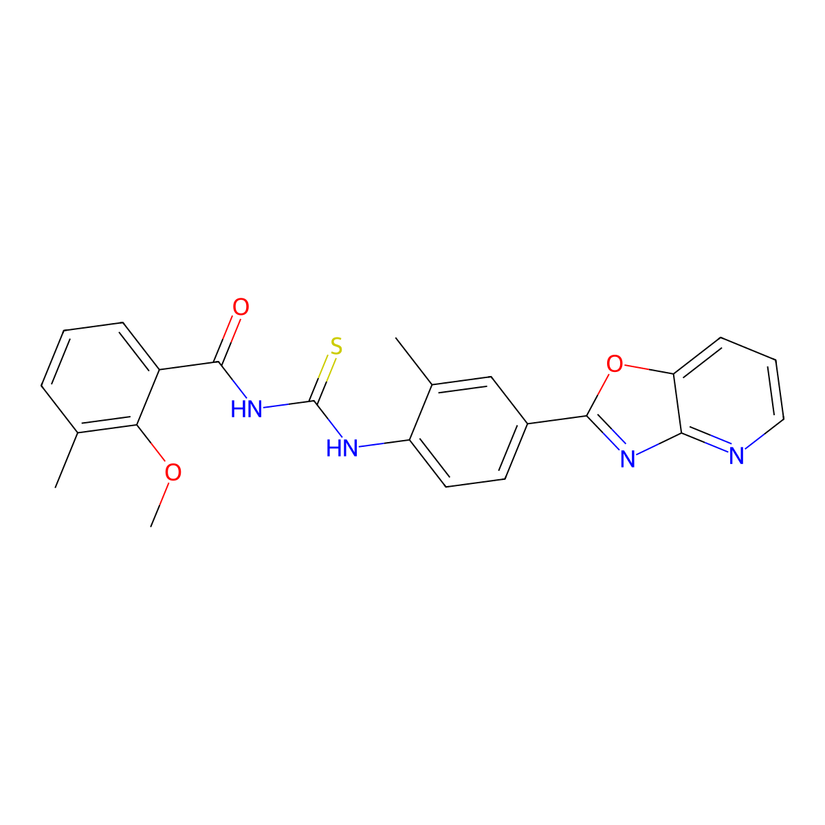 2-methoxy-3-methyl-N-{[2-methyl-4-([1,3]oxazolo[4,5-b]pyridin-2-yl)phenyl]carbamothioyl}benzamide molecular structure, CAS 4550-01-0