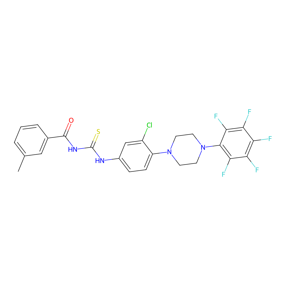 N-({3-chloro-4-[4-(pentafluorophenyl)piperazin-1-yl]phenyl}carbamothioyl)-3-methylbenzamide molecular structure, CAS 4550-45-2