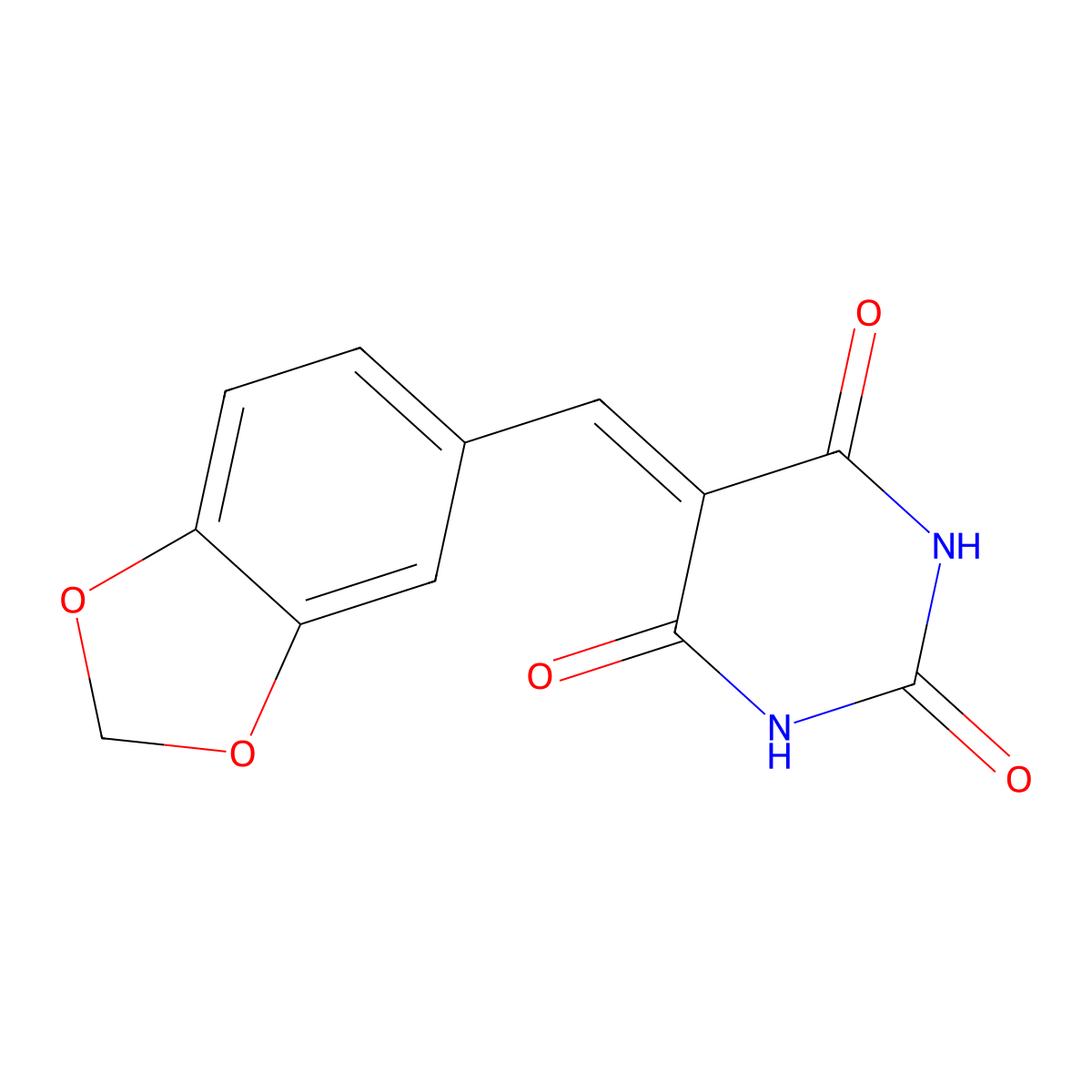 5-(1,3-Benzodioxol-5-ylmethylene)pyrimidine-2,4,6(1h,3h,5h)-trione molecular structure, CAS 4551-03-5