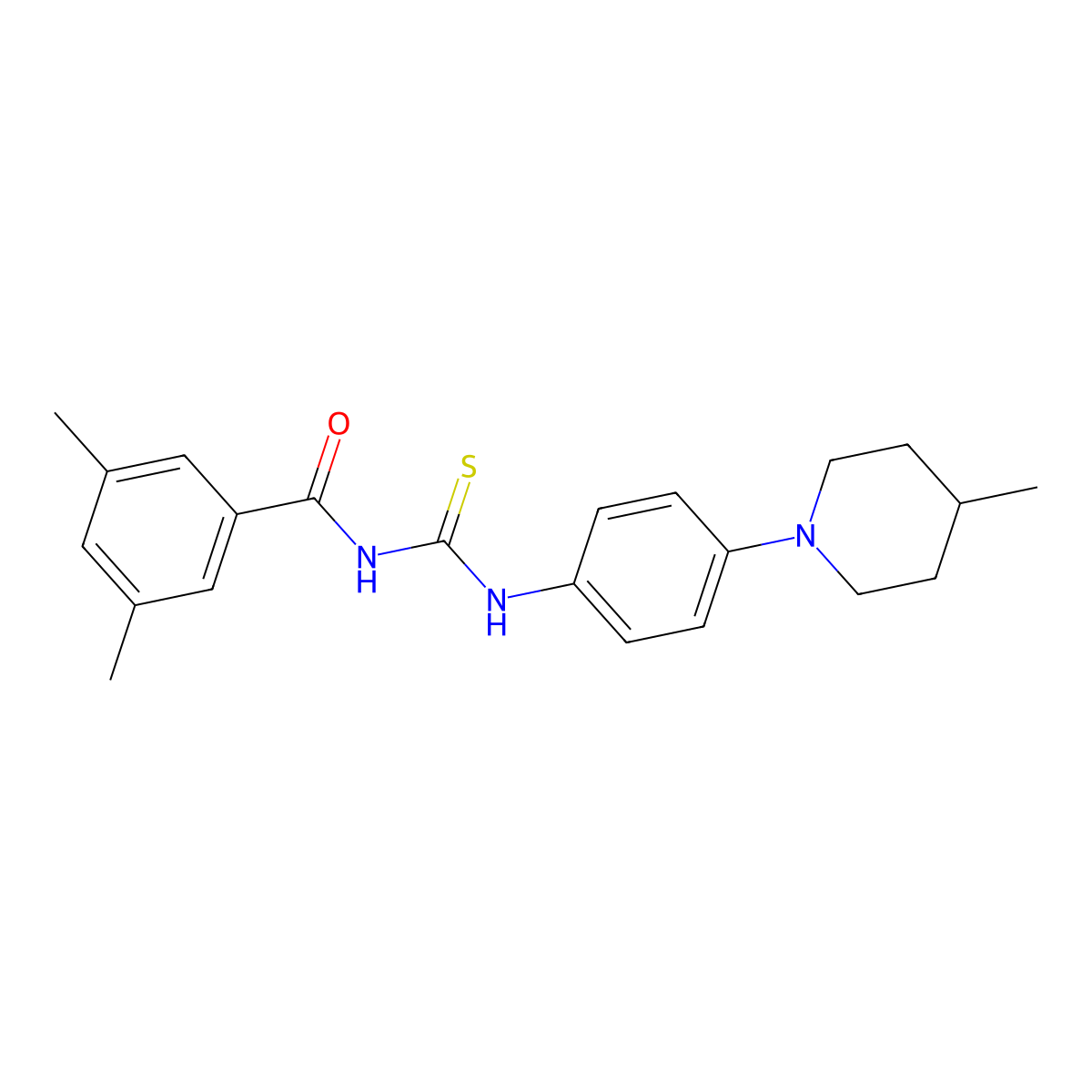 3,5-dimethyl-N-{[4-(4-methylpiperidin-1-yl)phenyl]carbamothioyl}benzamide molecular structure, CAS 4551-38-6