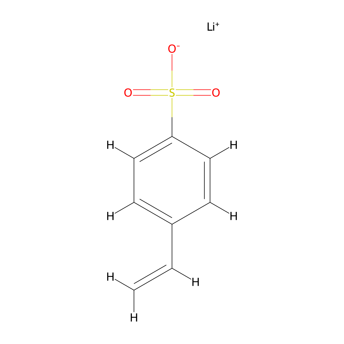 4-Vinylbenzenesulfonic acid lithium salt molecular structure, CAS 4551-88-6