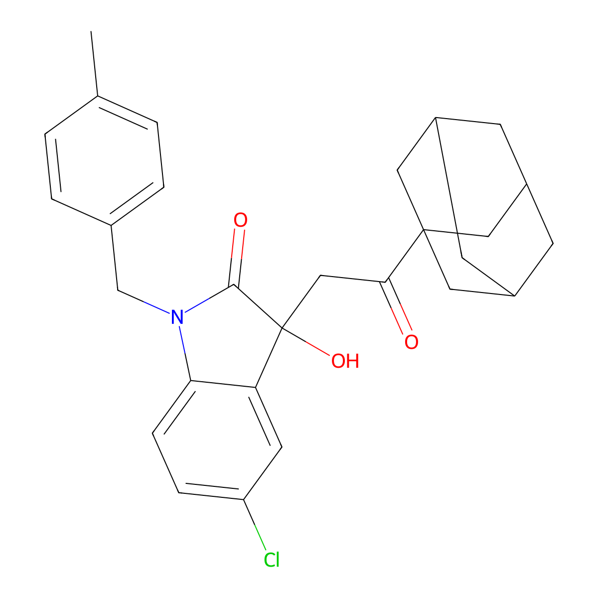 3-[2-(1-Adamantyl)-2-oxoethyl]-5-chloro-3-hydroxy-1-[(4-methylphenyl)methyl]indol-2-one molecular structure, CAS 4551-99-9