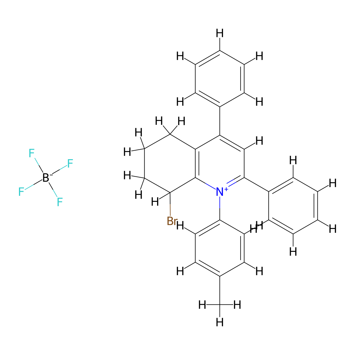 8-Bromo-1-(4-methylphenyl)-2,4-diphenyl-5,6,7,8-tetrahydroquinolinium tetrafluoroborate molecular structure, CAS 455251-10-2