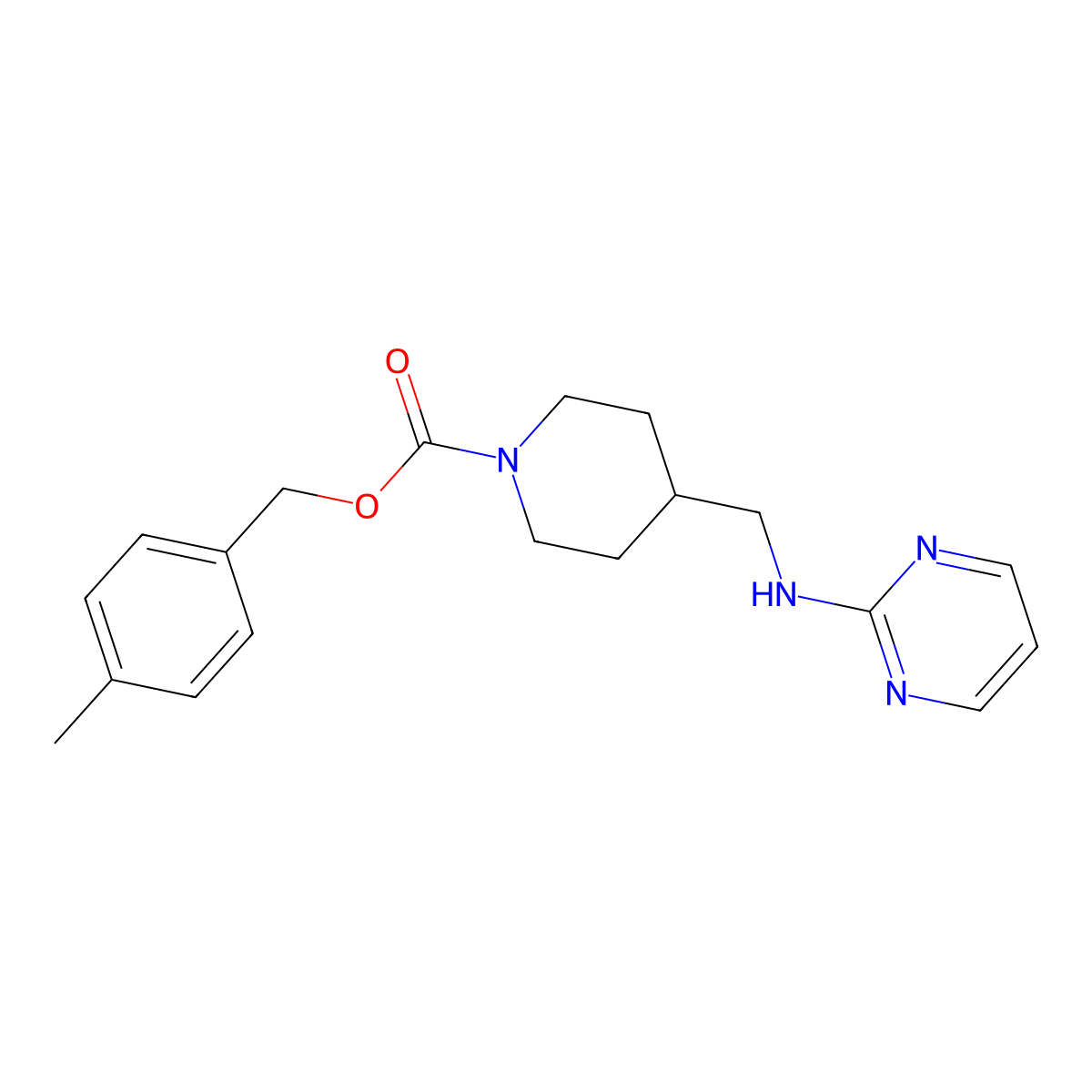 4-Methylbenzyl 4-[(2-pyrimidinylamino)methyl]-1-piperidinecarboxylate molecular structure, CAS 455265-31-3