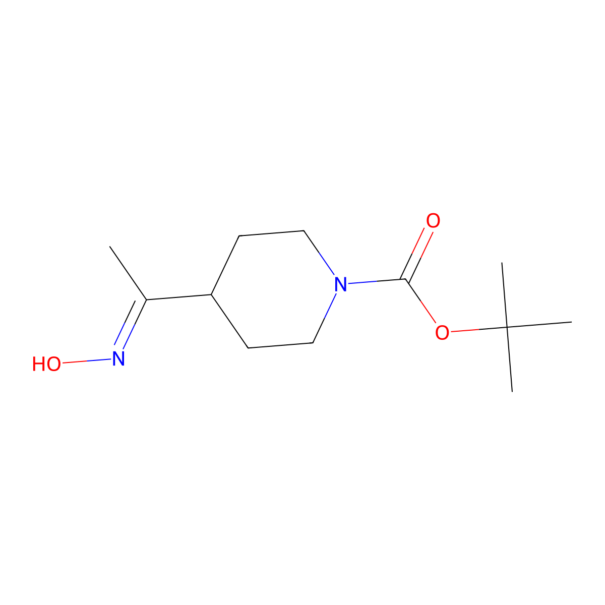 4-(1-Hydroxyimino-ethyl)-piperidine-1-carboxylic acid tert-butyl ester molecular structure, CAS 455267-28-4