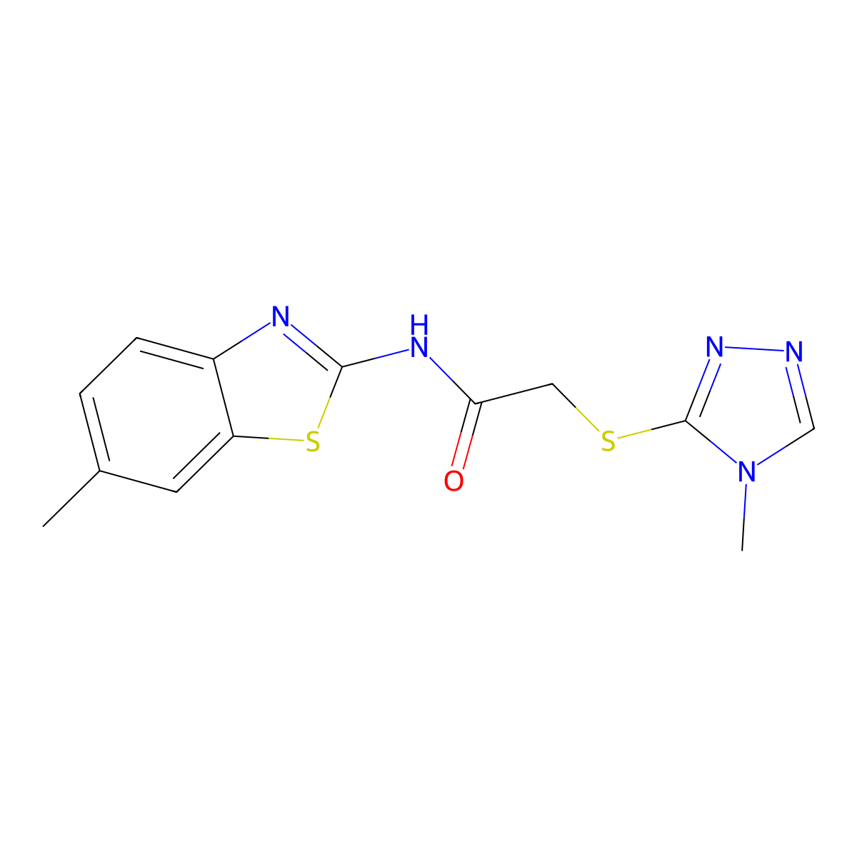 N-(6-methyl-1,3-benzothiazol-2-yl)-2-[(4-methyl-1,2,4-triazol-3-yl)sulfanyl]acetamide molecular structure, CAS 455288-16-1