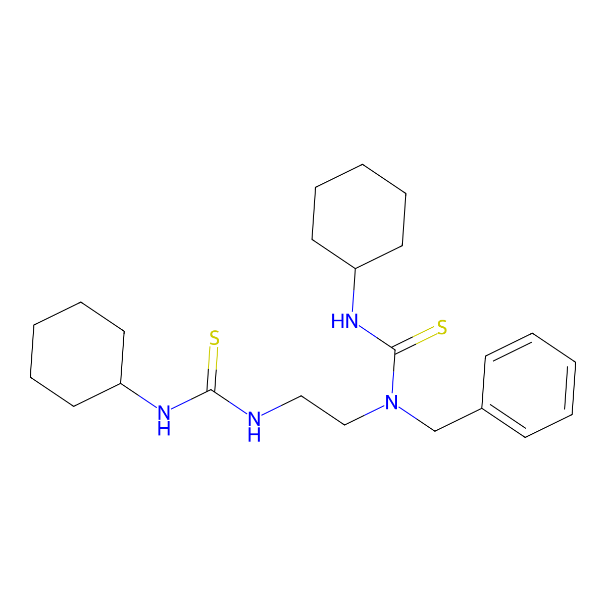 1-Benzyl-3-cyclohexyl-1-[2-(cyclohexylcarbamothioylamino)ethyl]thiourea molecular structure, CAS 455289-91-5