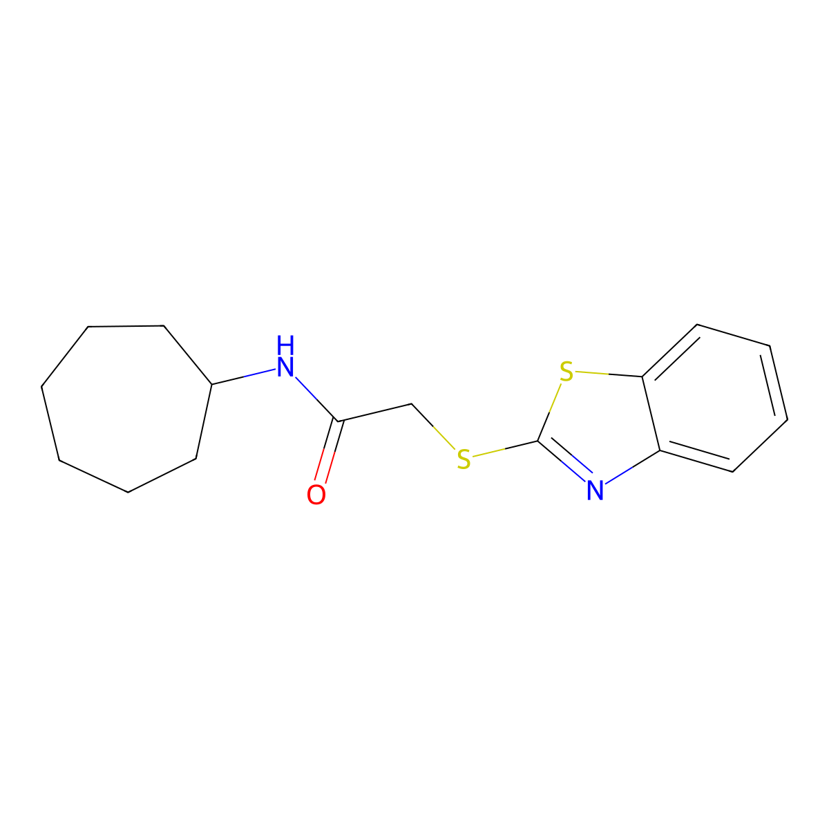 2-(1,3-benzothiazol-2-ylsulfanyl)-N-cycloheptylacetamide molecular structure, CAS 455295-05-3