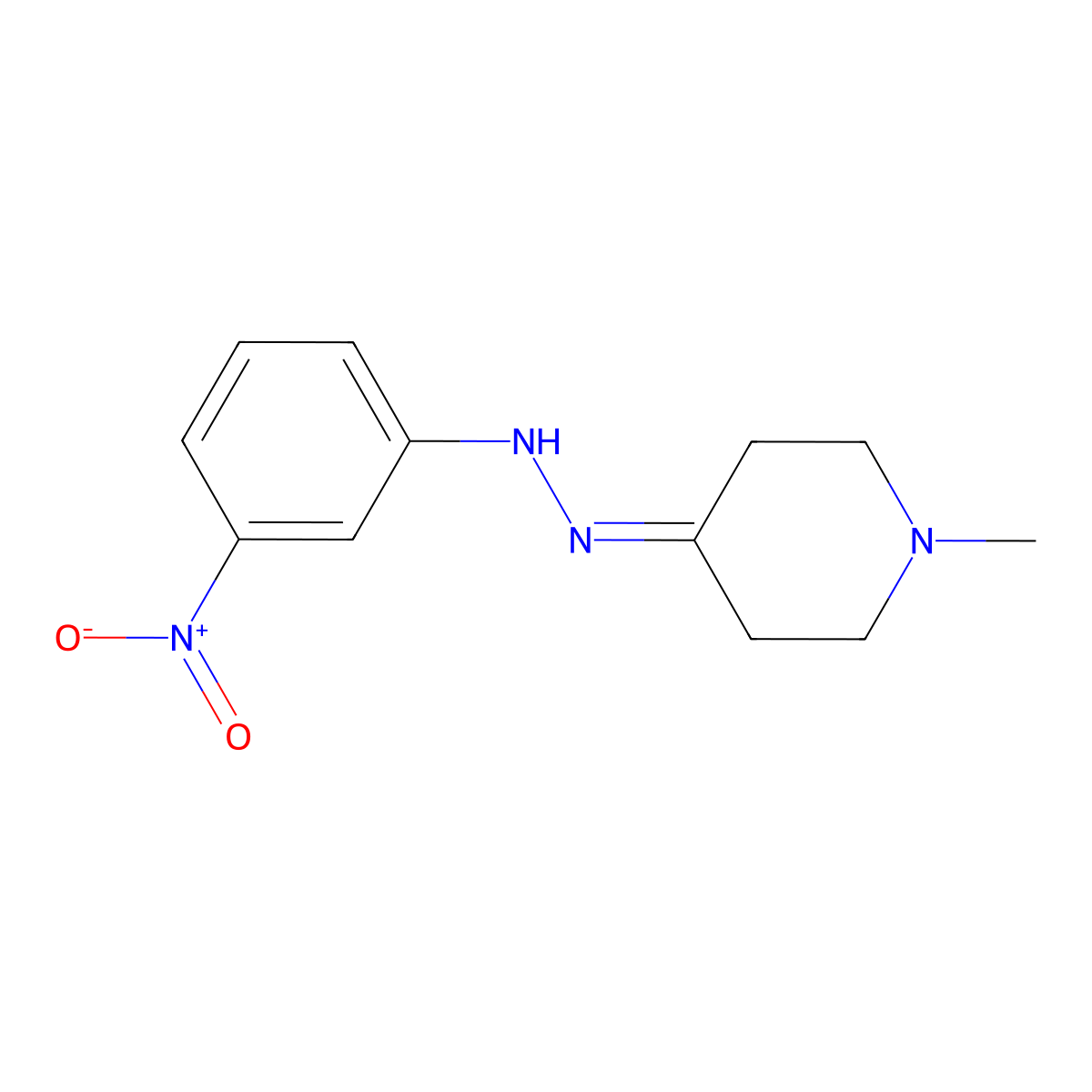 1-Methyl-4-(2-(3-nitrophenyl)hydrazono)piperidine molecular structure, CAS 455295-68-8