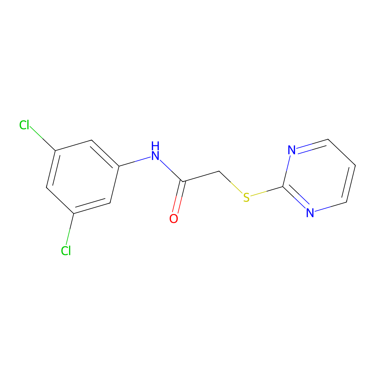 N-(3,5-dichlorophenyl)-2-(pyrimidin-2-ylsulfanyl)acetamide molecular structure, CAS 455304-36-6