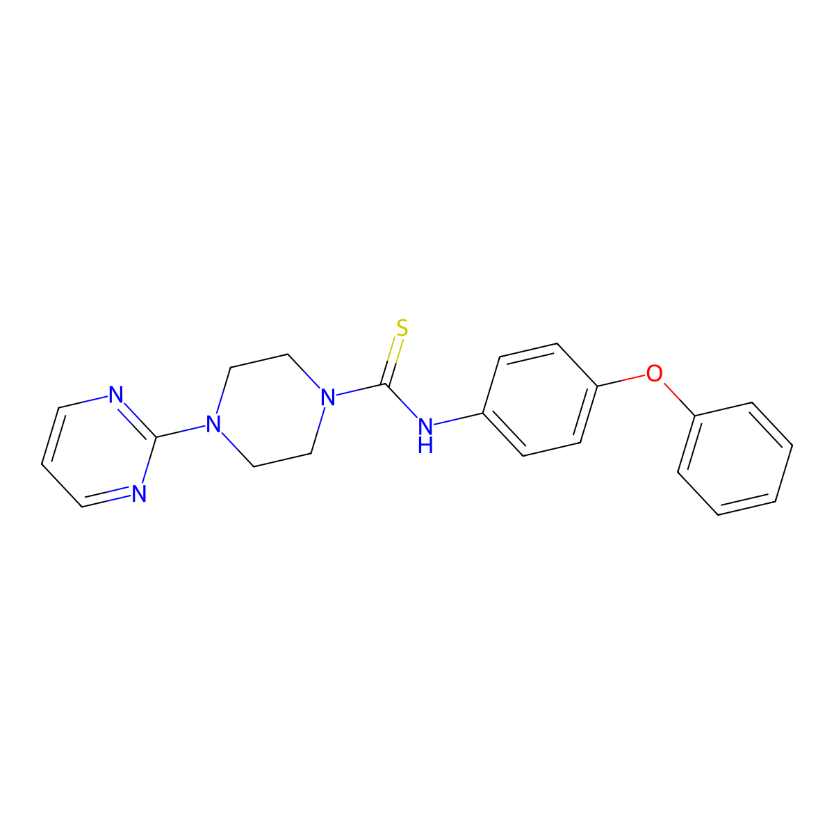 N-(4-phenoxyphenyl)-4-pyrimidin-2-ylpiperazine-1-carbothioamide molecular structure, CAS 455308-33-5