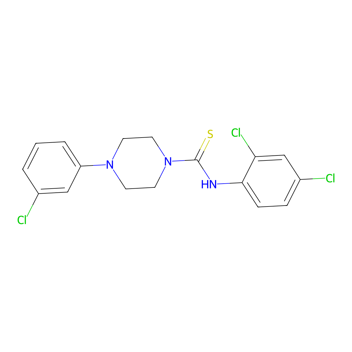 4-(3-chlorophenyl)-N-(2,4-dichlorophenyl)piperazine-1-carbothioamide molecular structure, CAS 455309-71-4