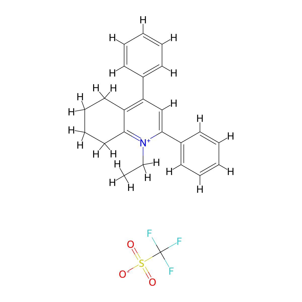 1-Ethyl-2,4-diphenyl-5,6,7,8-tetrahydroquinolin-1-ium trifluoromethanesulfonate molecular structure, CAS 455311-90-7