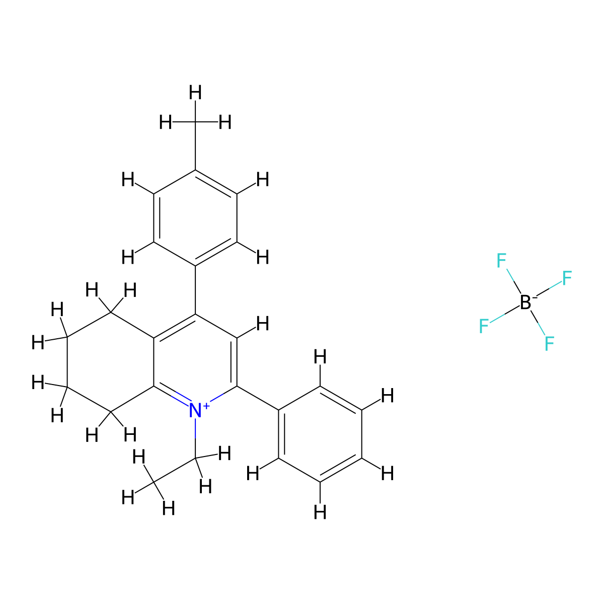 1-Ethyl-4-(4-methylphenyl)-2-phenyl-5,6,7,8-tetrahydroquinolin-1-ium tetrafluoroborate molecular structure, CAS 455312-18-2