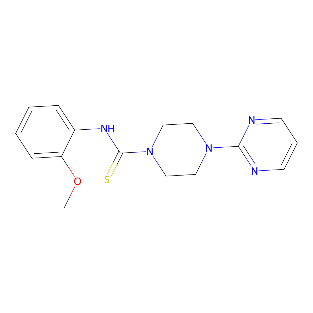 N-(2-methoxyphenyl)-4-pyrimidin-2-ylpiperazine-1-carbothioamide molecular structure, CAS 455313-21-0