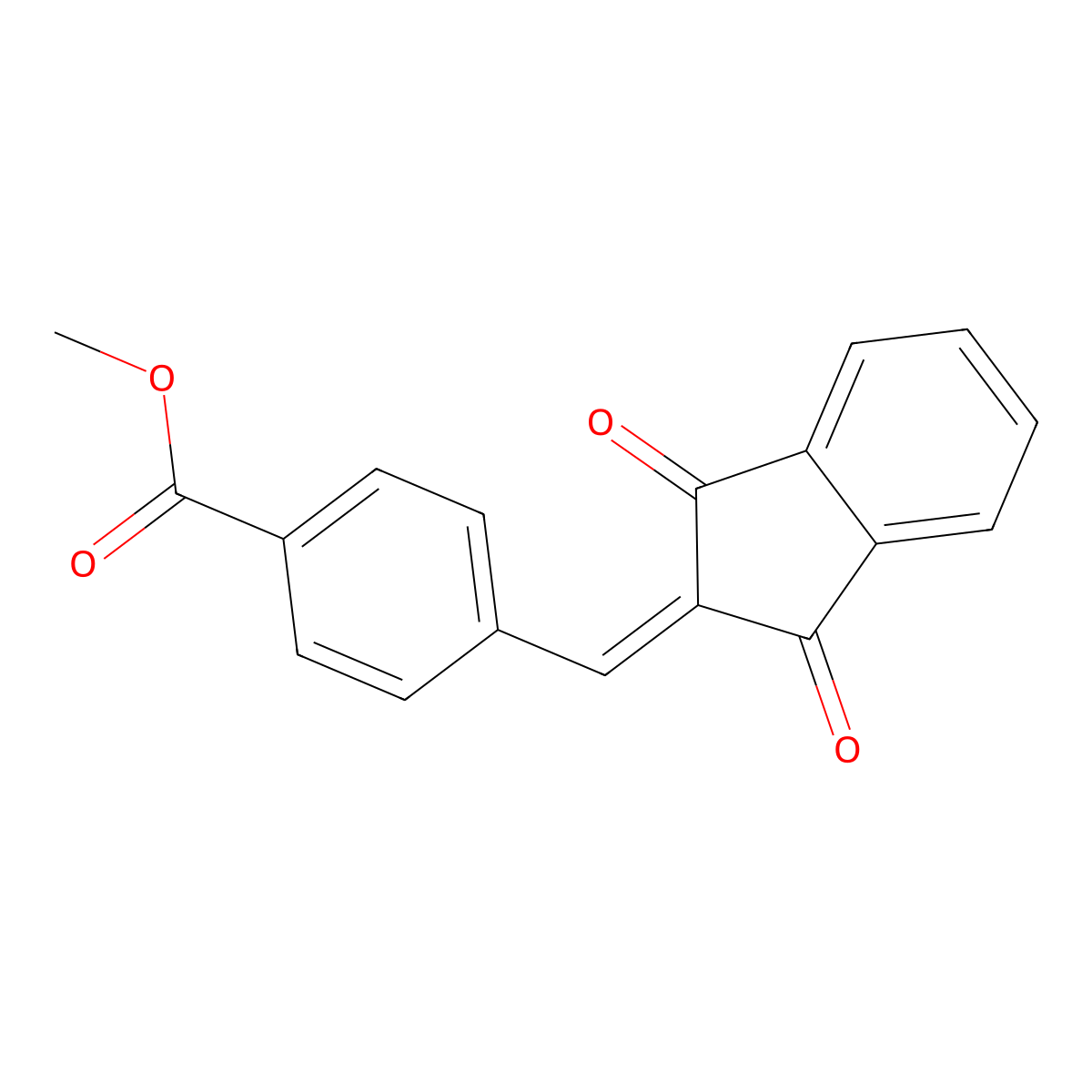 Methyl 4-((1,3-dioxoindan-2-ylidene)methyl)benzoate molecular structure, CAS 455321-49-0