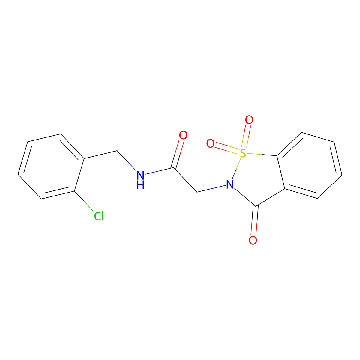 N-[(2-chlorophenyl)methyl]-2-(1,1,3-trioxo-1,2-benzothiazol-2-yl)acetamide molecular structure, CAS 455322-90-4
