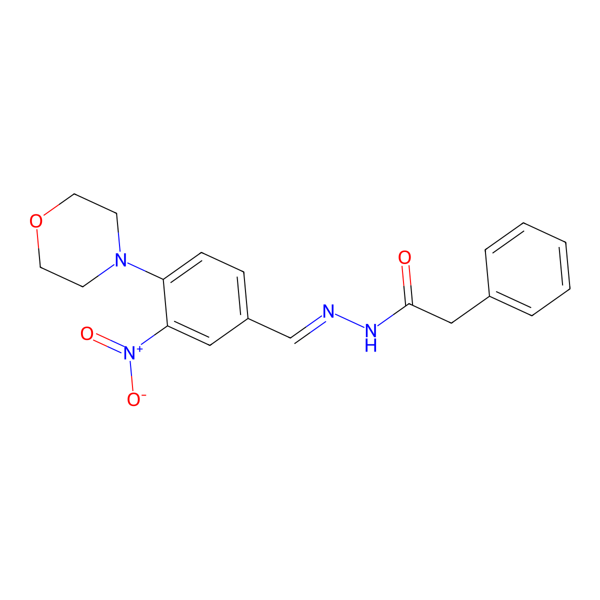 Benzeneacetic acid, 2-[[4-(4-morpholinyl)-3-nitrophenyl]methylene]hydrazide molecular structure, CAS 455325-52-7