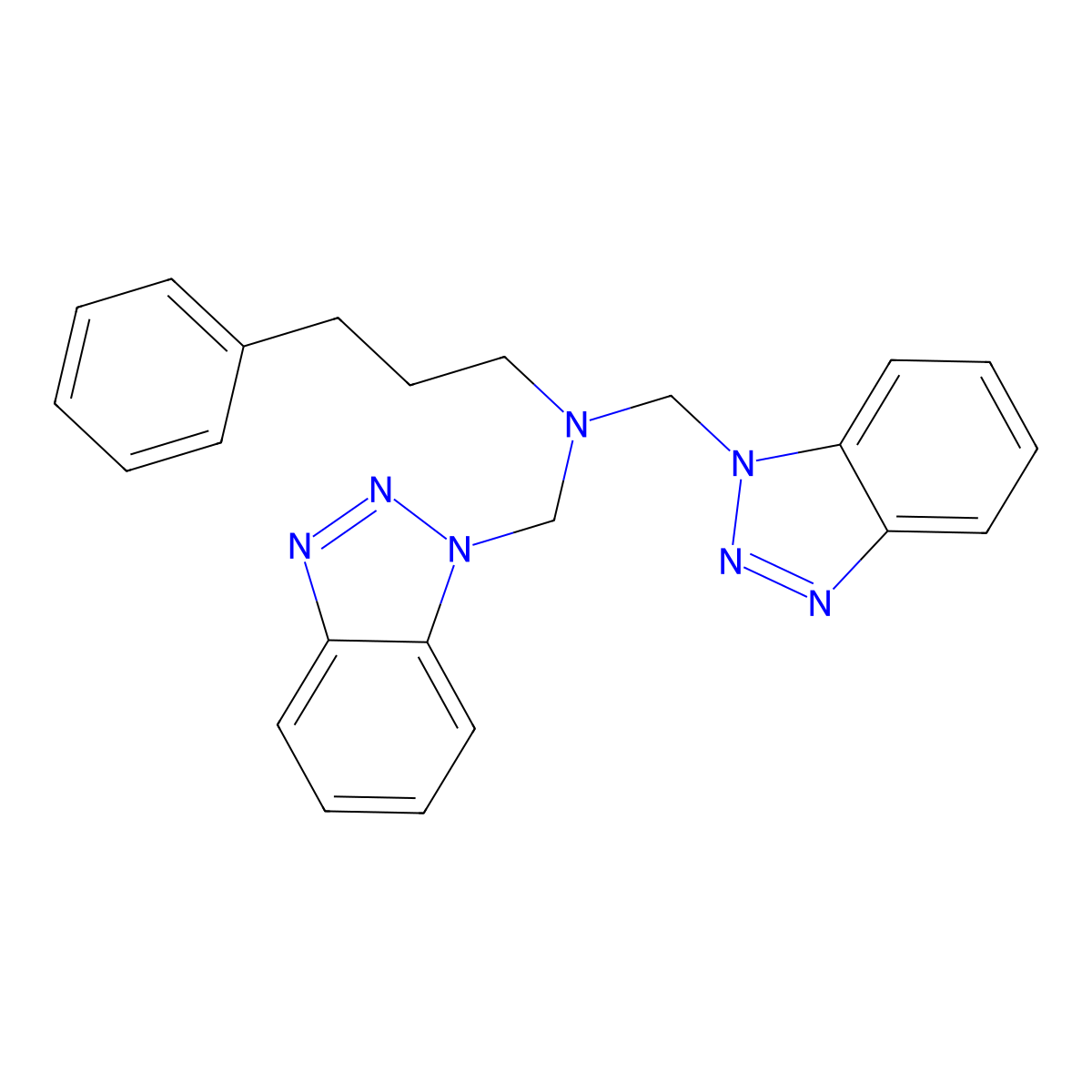 Bis(1H-1,2,3-benzotriazol-1-ylmethyl)(3-phenylpropyl)amine molecular structure, CAS 455332-10-2