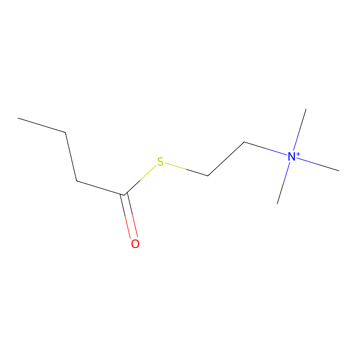 Butyrylthiocholine molecular structure, CAS 4555-00-4