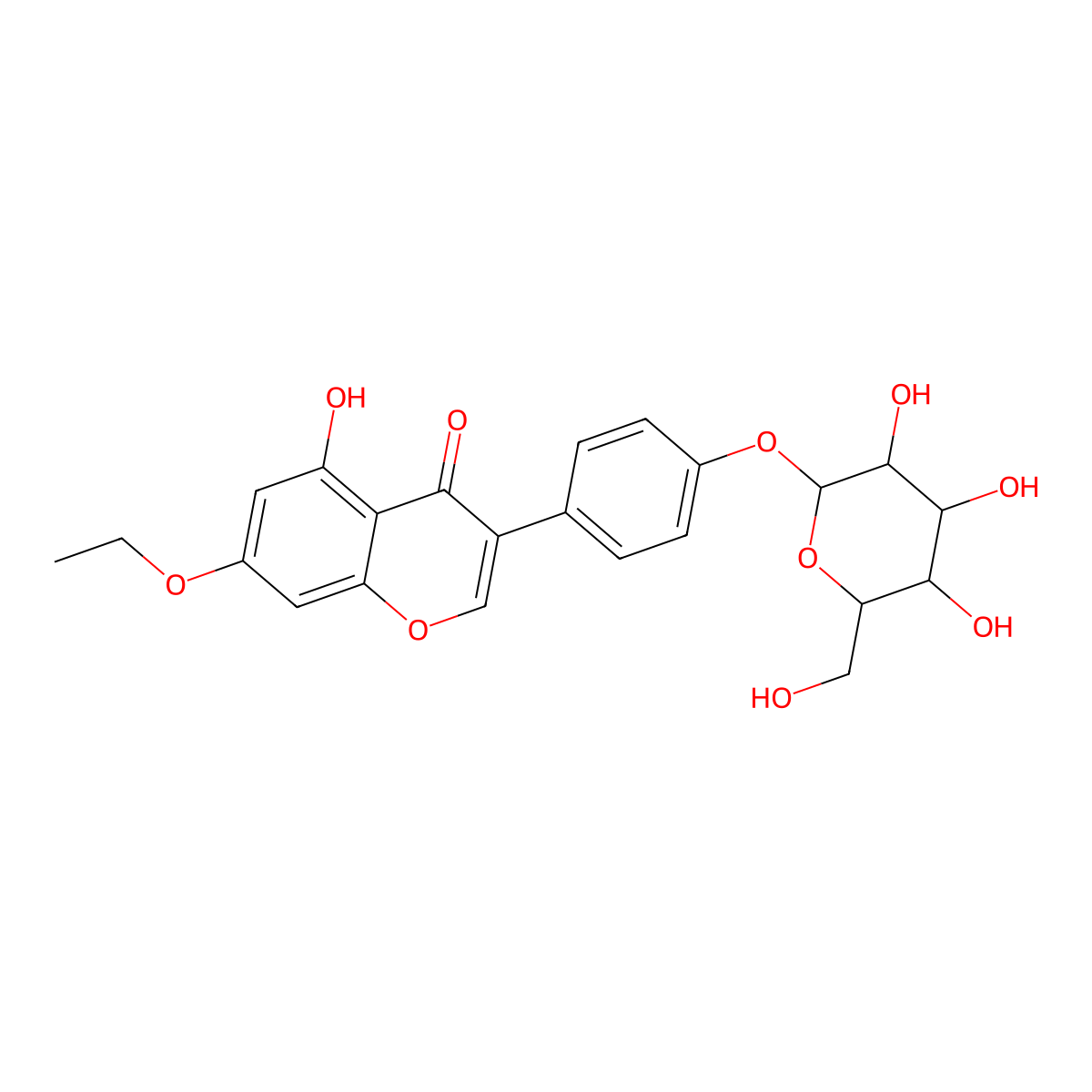 4-(7-ethoxy-5-hydroxy-4-oxo-4H-chromen-3-yl)phenyl hexopyranoside molecular structure, CAS 4555-51-5