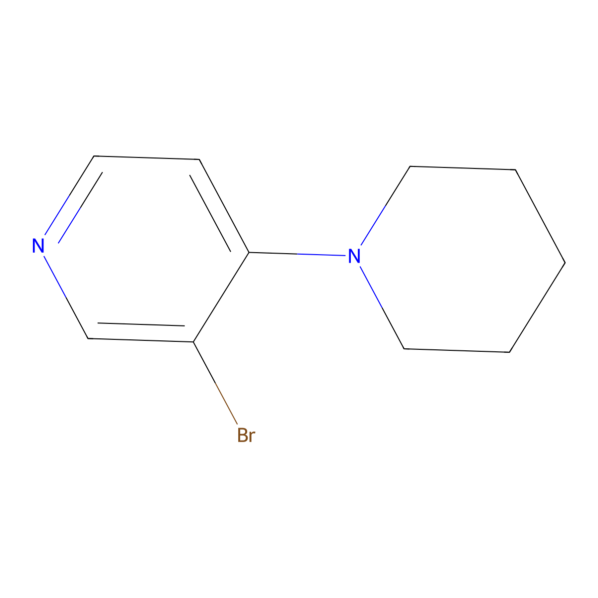 3-Bromo-4-(piperidin-1-yl)pyridine molecular structure, CAS 4556-56-3