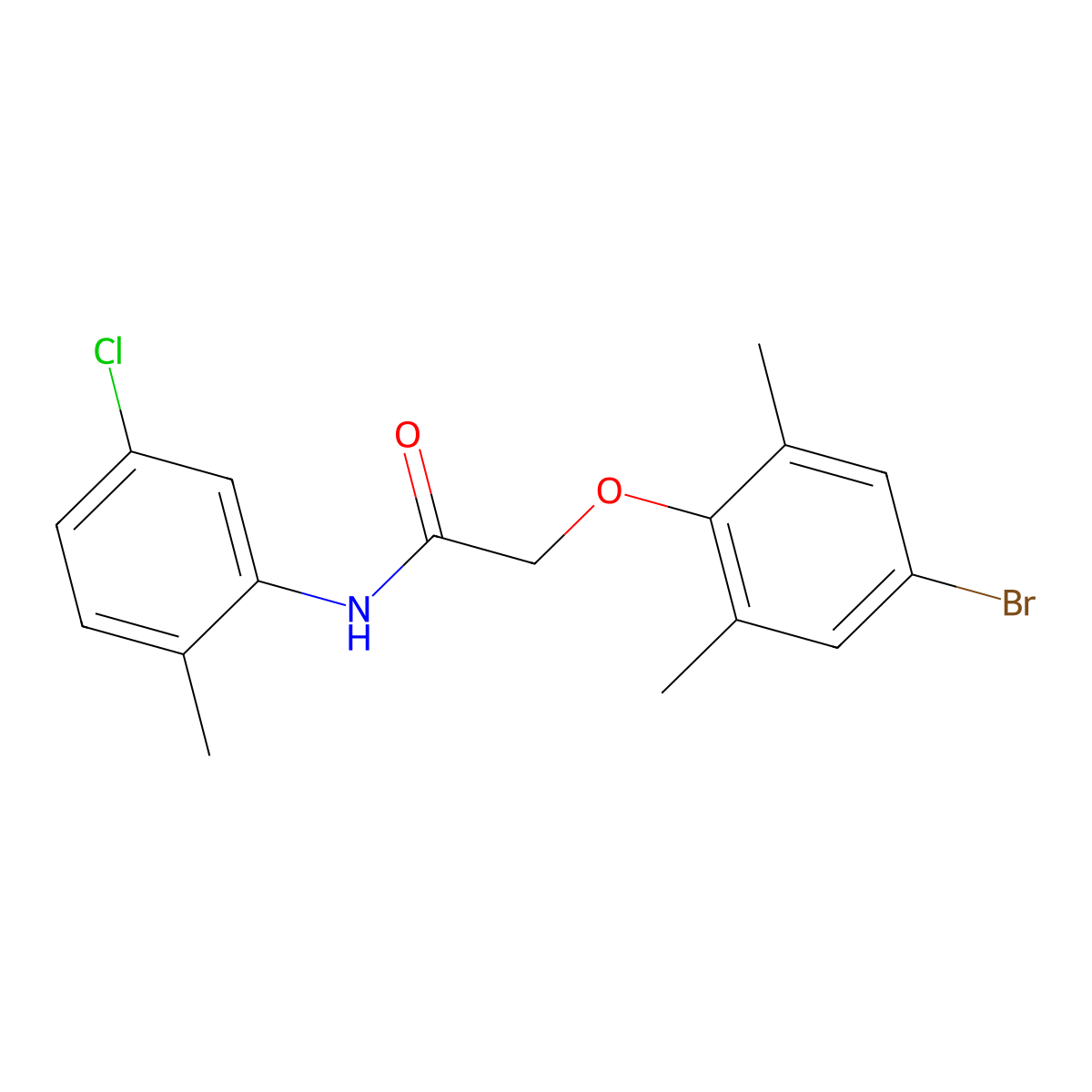 2-(4-bromo-2,6-dimethylphenoxy)-N-(5-chloro-2-methylphenyl)acetamide molecular structure, CAS 455886-32-5
