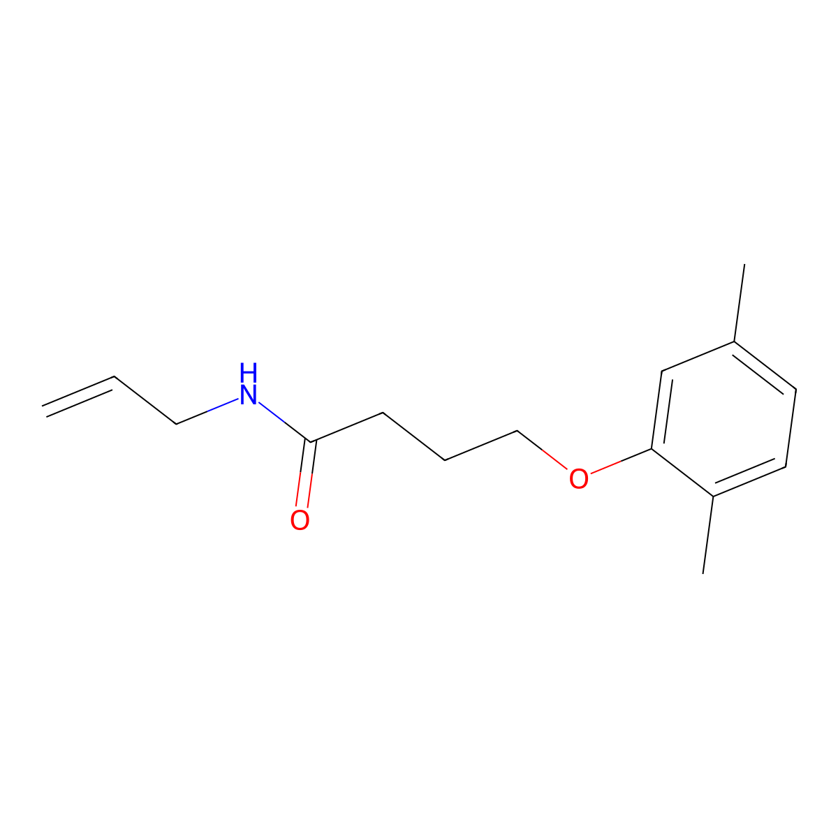 4-(2,5-dimethylphenoxy)-N-prop-2-enylbutanamide molecular structure, CAS 455887-49-7