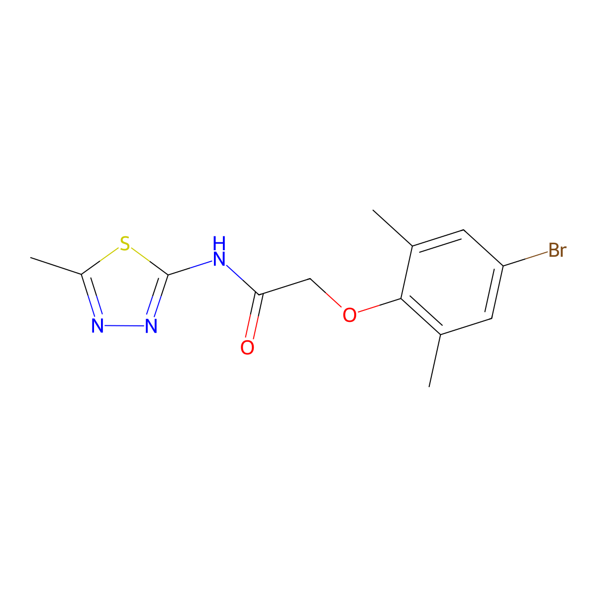 2-(4-bromo-2,6-dimethylphenoxy)-N-(5-methyl-1,3,4-thiadiazol-2-yl)acetamide molecular structure, CAS 455887-94-2