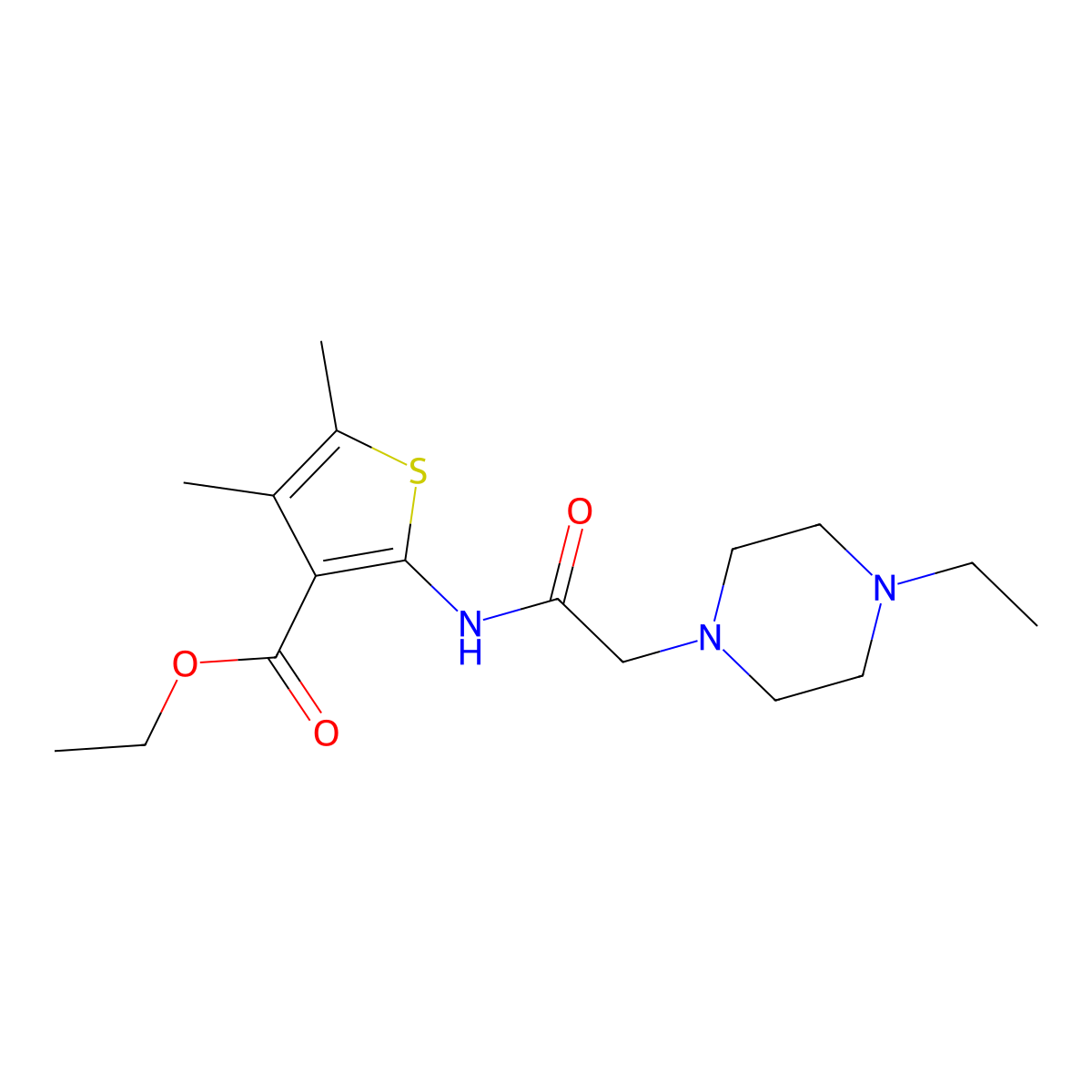 Ethyl 2-(2-(4-ethylpiperazin-1-yl)acetamido)-4,5-dimethylthiophene-3-carboxylate molecular structure, CAS 455896-33-0