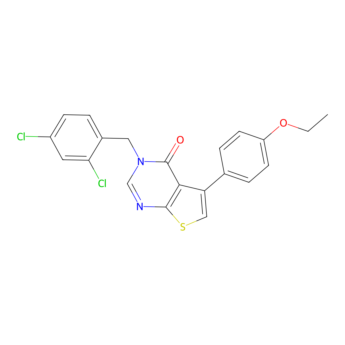 3-(2,4-dichlorobenzyl)-5-(4-ethoxyphenyl)thieno[2,3-d]pyrimidin-4(3H)-one molecular structure, CAS 455897-99-1