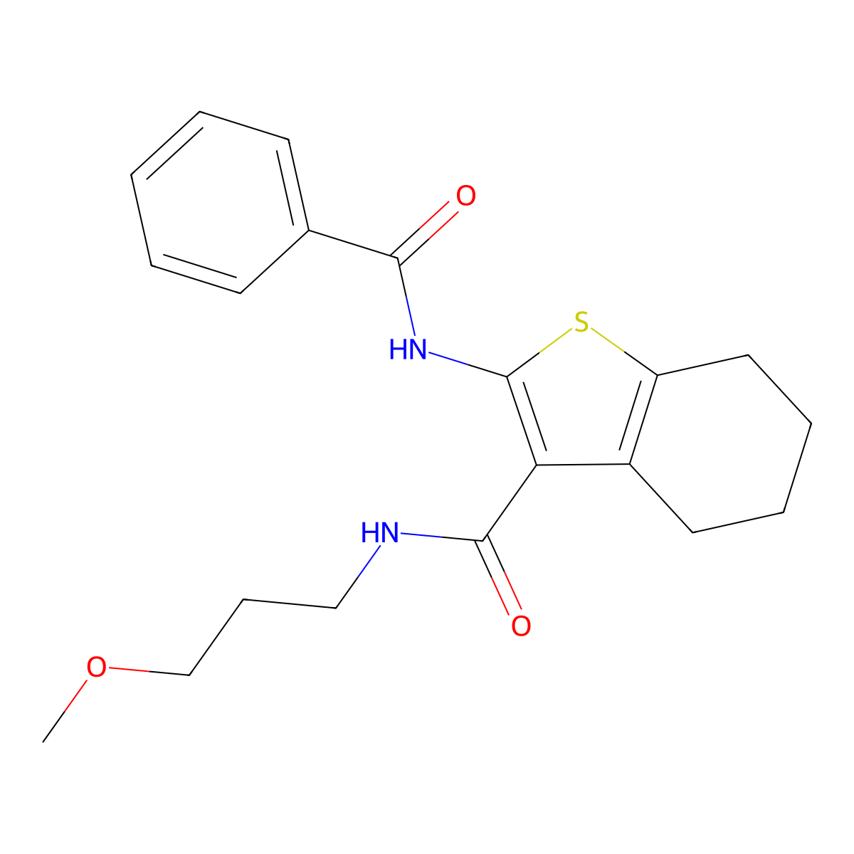 2-benzamido-N-(3-methoxypropyl)-4,5,6,7-tetrahydro-1-benzothiophene-3-carboxamide molecular structure, CAS 455898-88-1