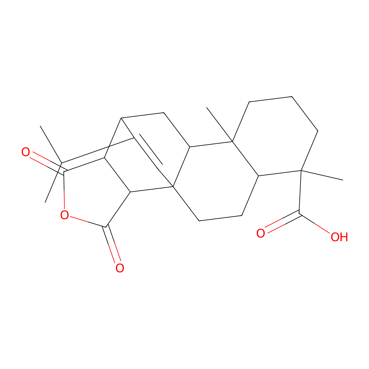 6,9a-Dimethyl-1,3-dioxo-12-(propan-2-yl)tetradecahydro-1H-3b,11-ethenophenanthro[1,2-c]furan-6-carboxylic acid molecular structure, CAS 4559-23-3