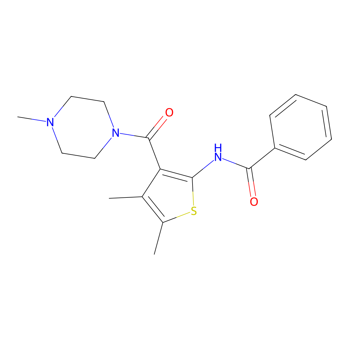 N-{4,5-dimethyl-3-[(4-methyl-1-piperazinyl)carbonyl]-2-thienyl}benzamide molecular structure, CAS 455918-36-2