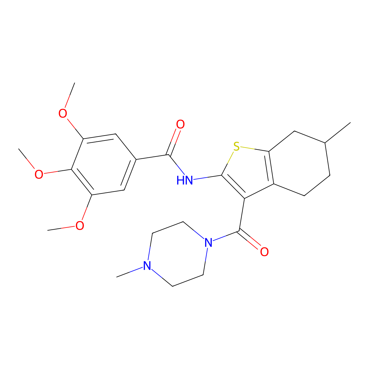 3,4,5-trimethoxy-N-[6-methyl-3-(4-methylpiperazine-1-carbonyl)-4,5,6,7-tetrahydro-1-benzothiophen-2-yl]benzamide molecular structure, CAS 455918-71-5