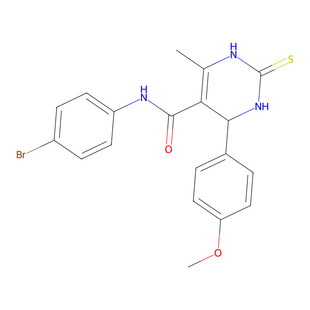N-(4-bromophenyl)-4-(4-methoxyphenyl)-6-methyl-2-thioxo-1,2,3,4-tetrahydropyrimidine-5-carboxamide molecular structure, CAS 455927-78-3